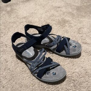 Skechers Reggae Navy and Gray Strappy Sandals